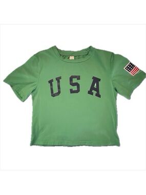 USA Crop Top with Flag on Sleeve Sz S